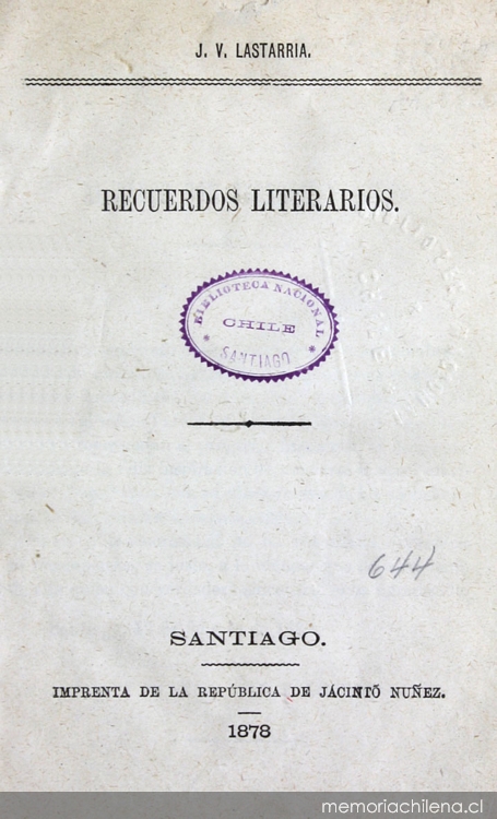 Portada de Recuerdos Literarios