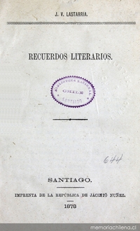 Portada de Recuerdos Literarios