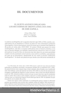 El sujeto adánico dislocado, los Recuerdos de treinta años (1810-1840) de José Zapiola