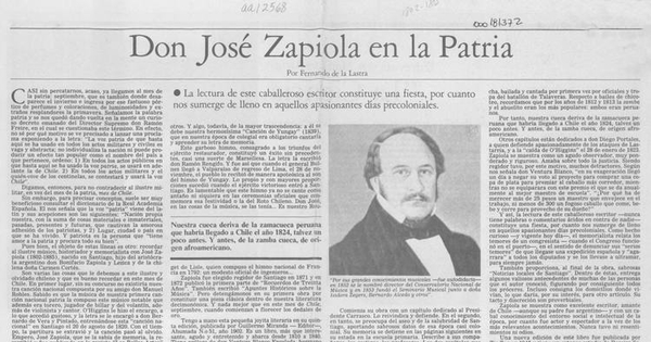 Don José Zapiola en la patria