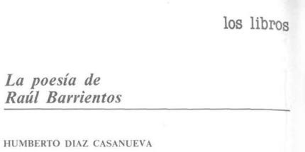 La Poesía de Raúl Barrientos