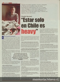 Claudio Bertoni: Estar sólo en Chile es heavy. (Entrevista)