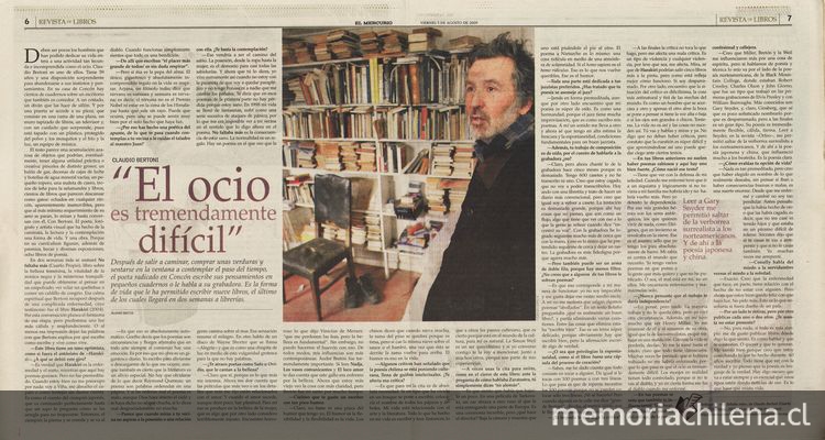 Claudio Bertoni: El ocio es tremendamente difícil