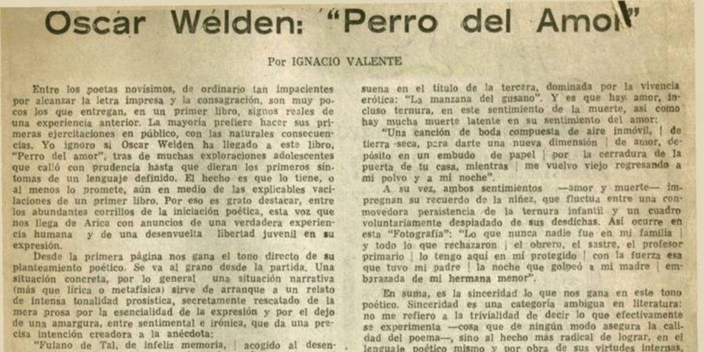 Oscar Welden: "Perro del Amor"