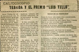 Tebaida y el premio "Luis Tello"