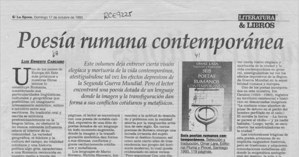 Poesía Rumana Contemporánea