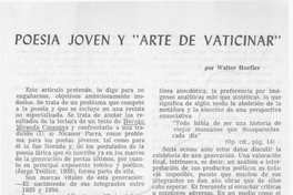 Poesía Joven y "El arte de vaticinar"