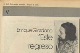 Enrique Giordano: "Este regreso ha sido fundamental para mí"