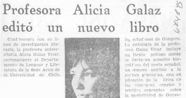 Profesora Alicia Galaz editó un nuevo libro