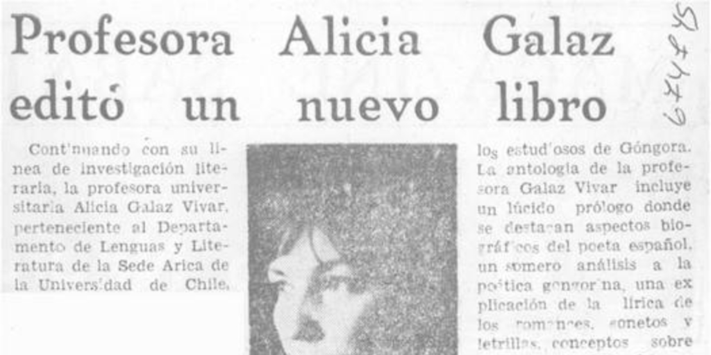 Profesora Alicia Galaz editó un nuevo libro