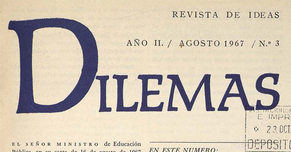 Revista Dilemas. Año II, número 3, agosto de 1967