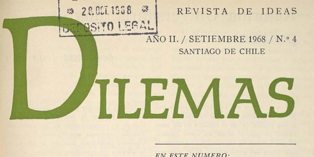 Revista Dilemas. Año II, número 4, septiembre 1968