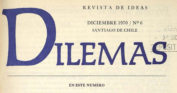 Revista Dilemas. Número 6, diciembre 1970