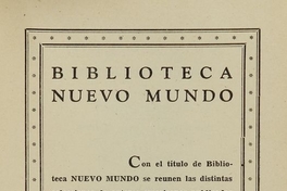 Biblioteca Nuevo Mundo de editorial Cruz del Sur anunciada en libro de 1943