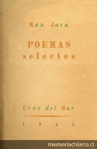 Portada de Poemas selectos de Max Jara, publicado por editorial Cruz del Sur en 1942