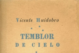 Portada de Temblor del cielo de Vicente Huidobre, publicado por editorial Cruz del Sur en 1942