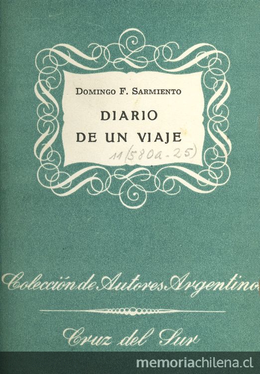 Portada de Diario de un viaje de Nueva York a Buenos Aires: de 23 de julio al 20 de agosto de 1868, de Domingo Faustino Sarmiento, publicado por la editorial Cruz del Sur en 1944