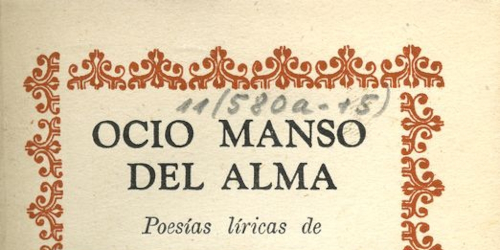 Portada de Ocio mando del alma, de Francisco de Figueroa, publicado por editorial Cruz del Sur en 1943