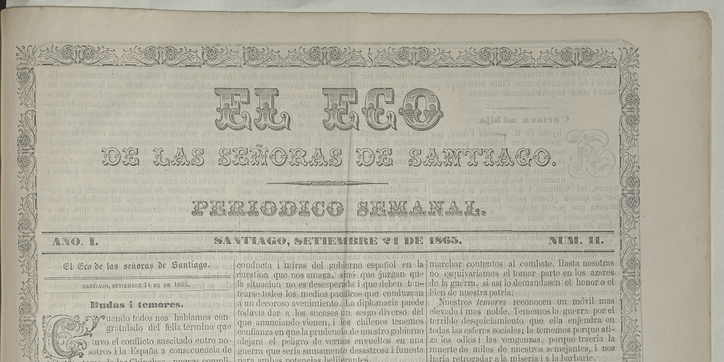 El eco de las señoras. Año 1, número 11, 24 de septiembre de 1865