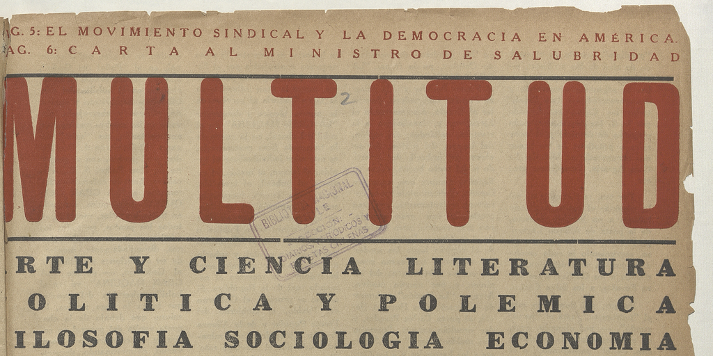 Multitud. Año 1, número 2, segunda semana de enero de 1939