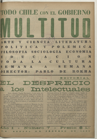 Multitud. Año 1, número 7, tercera semana de febrero de 1939