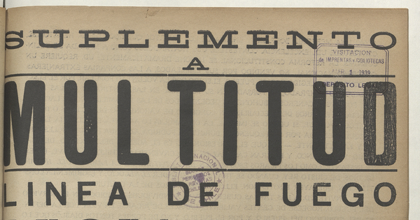 Multitud. Año 1, número 8, cuarta semana de febrero de 1939