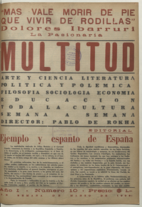 Multitud. Año 1, número 10, segunda semana de marzo de 1939