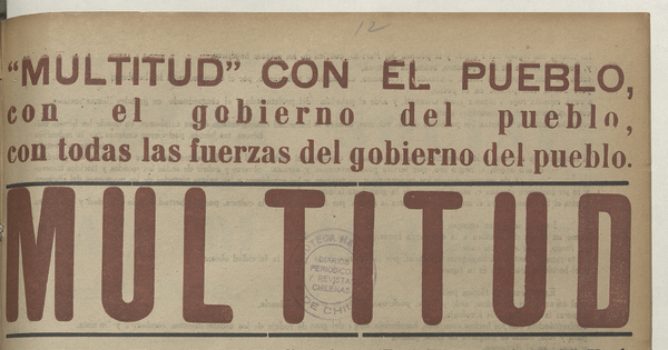 Multitud. Año 1, número 12, cuarta semana de marzo de 1939