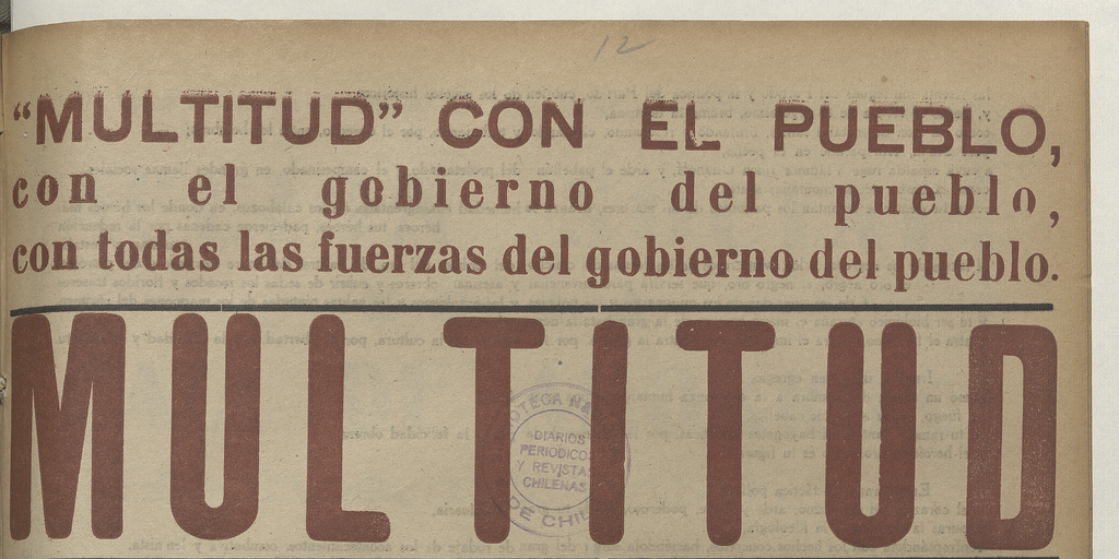 Multitud. Año 1, número 12, cuarta semana de marzo de 1939