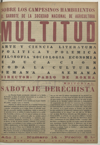 Multitud. Año 1, número 14, segunda semana de abril de 1939