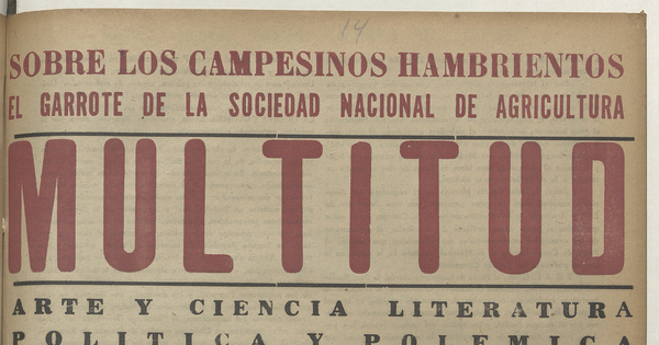 Multitud. Año 1, número 14, segunda semana de abril de 1939