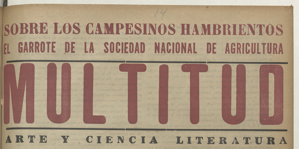 Multitud. Año 1, número 14, segunda semana de abril de 1939