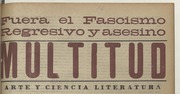 Multitud. Año 1, número 16, cuarta semana de abril de 1939