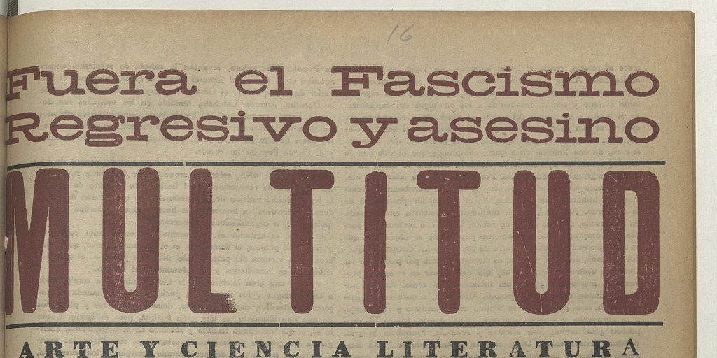 Multitud. Año 1, número 16, cuarta semana de abril de 1939