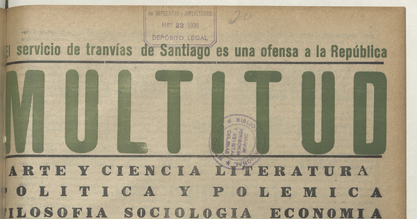 Multitud. Año 1, número 20, 20 de mayo de 1939