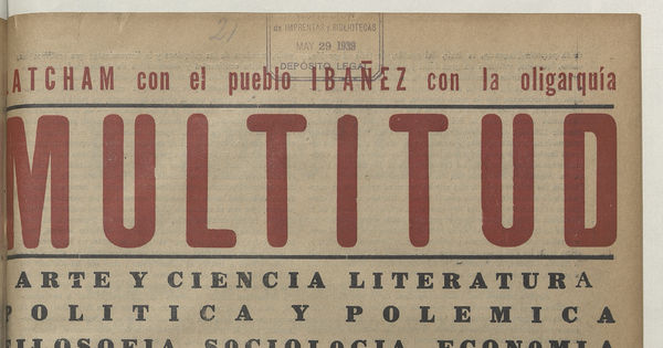 Multitud. Año 1, número 21, 27 de mayo de 1939