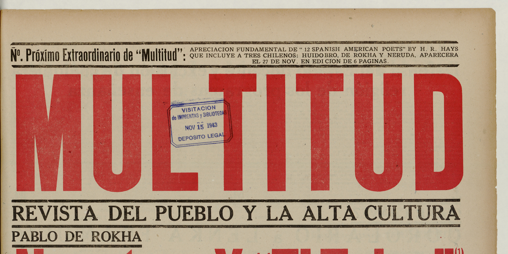 Multitud. Año 5, número 55, 13 de noviembre  de 1943