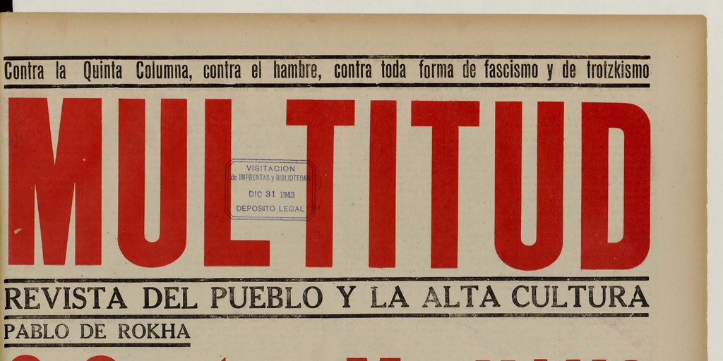 Multitud. Año 6, números 61, 62, 63, 1 de enero de 1944