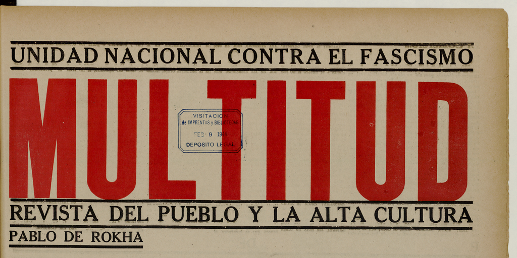 Multitud. Año 6, número 64, febrero de 1944