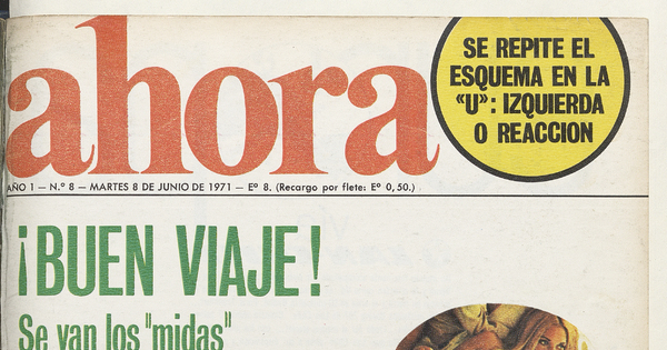 Portada de Ahora. Año 1, número 8, 8 de junio de 1971