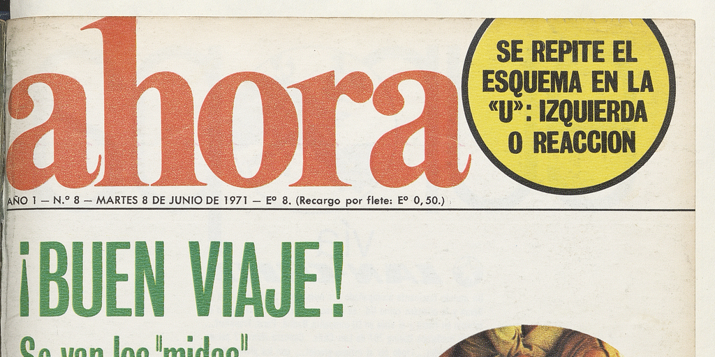 Portada de Ahora. Año 1, número 8, 8 de junio de 1971