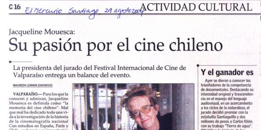 Jacqueline Mouesca: su pasión por el cine chileno