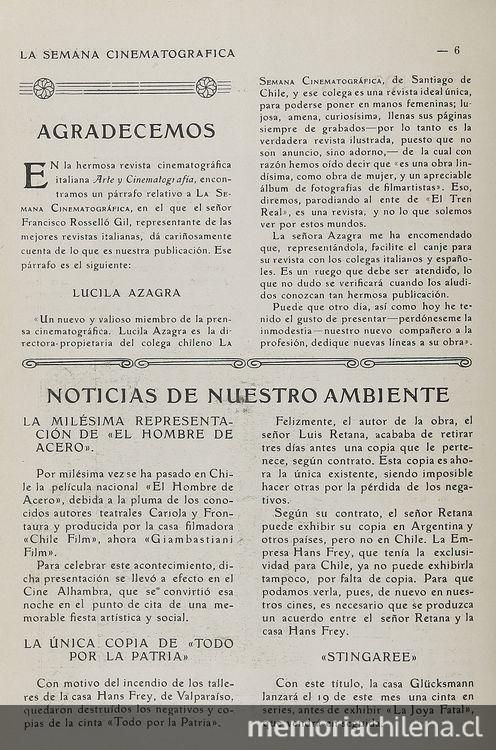 La única copia de "Todo por la Patria"