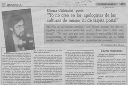 "Yo no creo en los apologistas de las culturas de museo ni de tarjeta postal". Elicura Chihuailaf, poeta