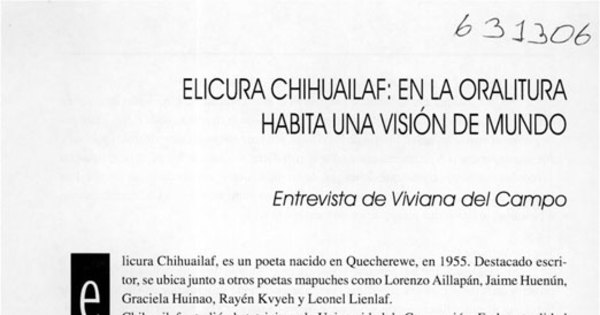 Elicura Chihuailaf: en la oralitura habita una visión de mundo