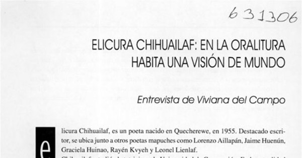 Elicura Chihuailaf: en la oralitura habita una visión de mundo