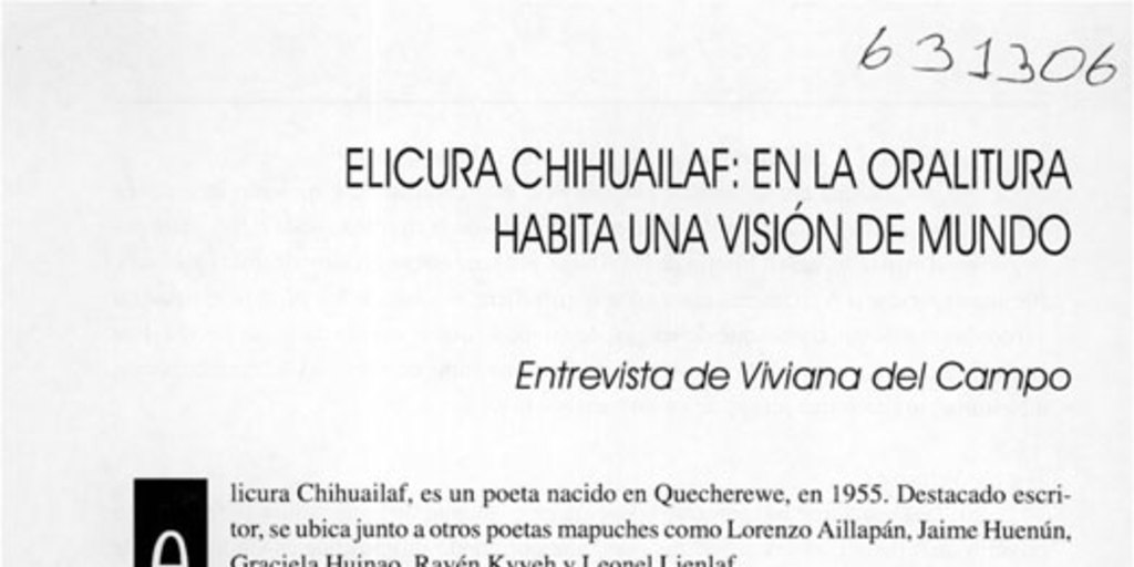Elicura Chihuailaf: en la oralitura habita una visión de mundo