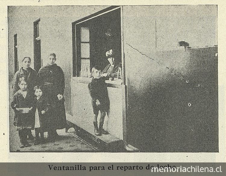 Pie de foto: Ventanilla reparto leche Gota de Leche Viña del Ma