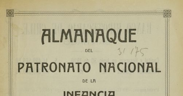 Almanaque del Patronato Nacional de la Infancia.