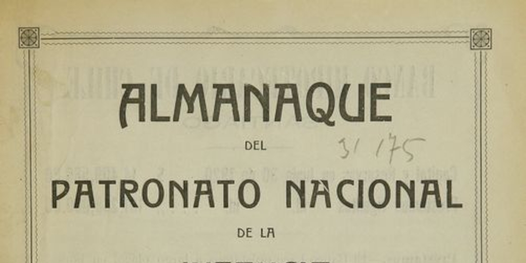 Almanaque del Patronato Nacional de la Infancia.